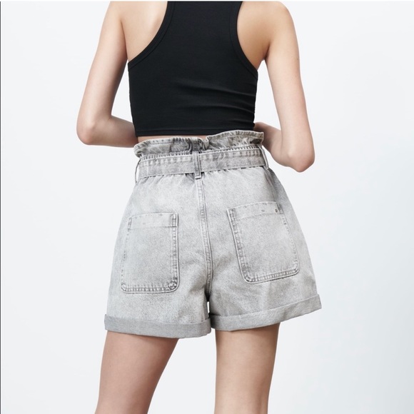 ZARA NWT GRAY HIGH WAIST SHORTS US 2 - Picture 2 of 6